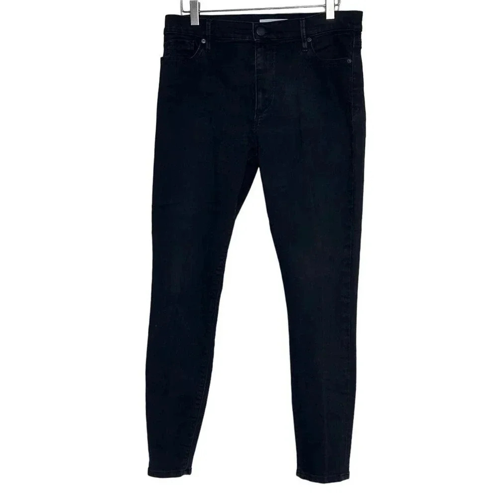 LOFT‎ Skinny Ankle Jeans 10 Black Modern High Waist Solid Denim